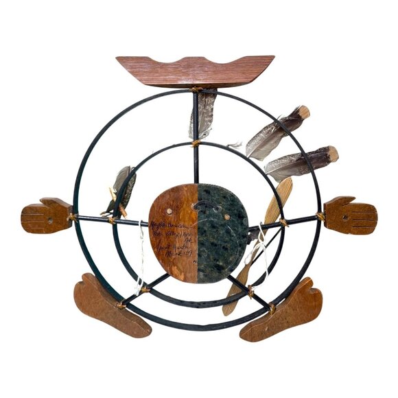 Handcrafted Native Alaskan Spirit Mask Wall Art Ceremonial Design Vtg Signed 17" - Picture 8 of 8